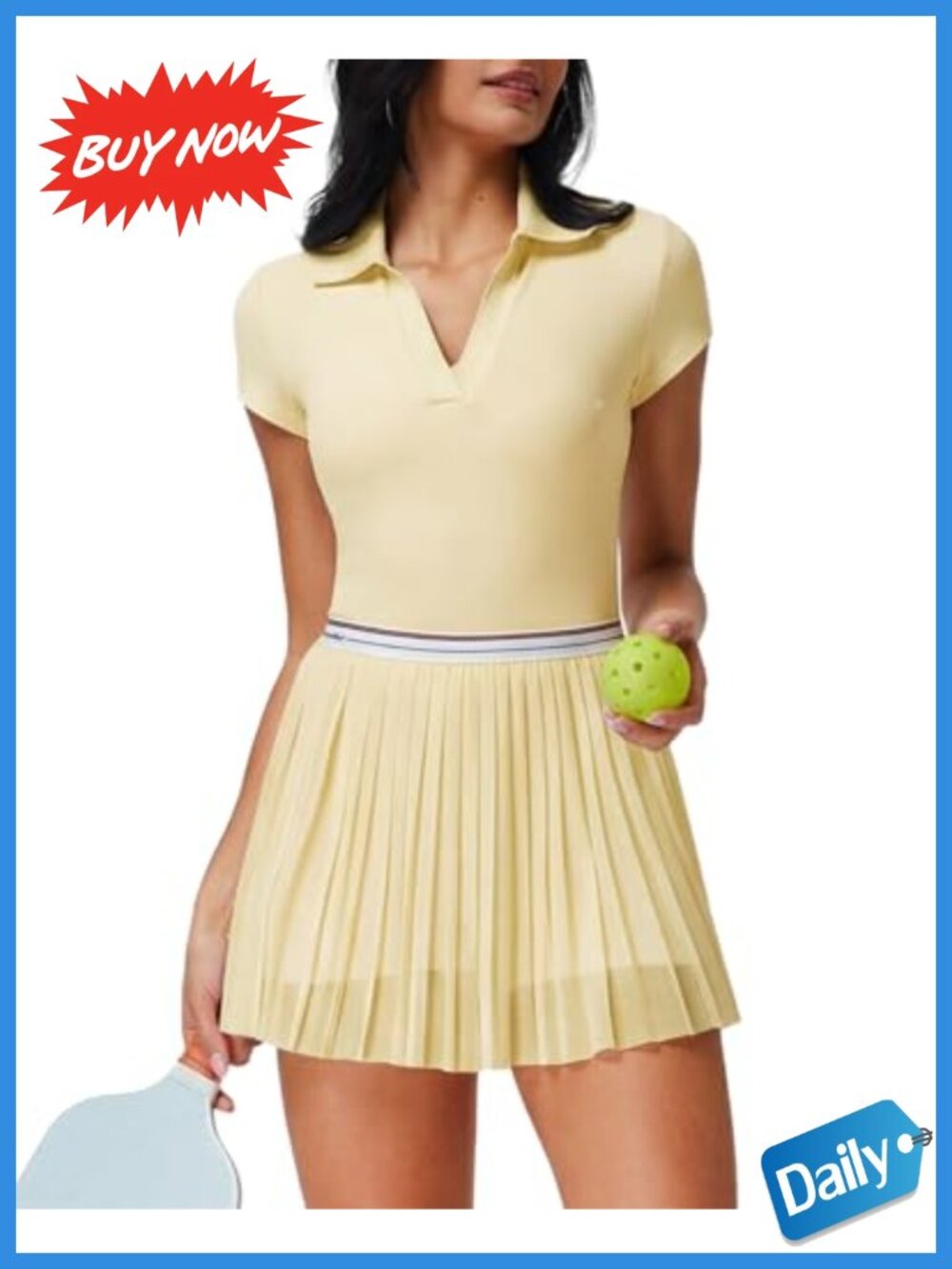 Mudere 2 Piece Golf Outfit Womens Tennis Skirt Set Pleated Skort Nylon Spandex
